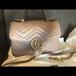 Gucci Marmont top handle chevron quilted bag